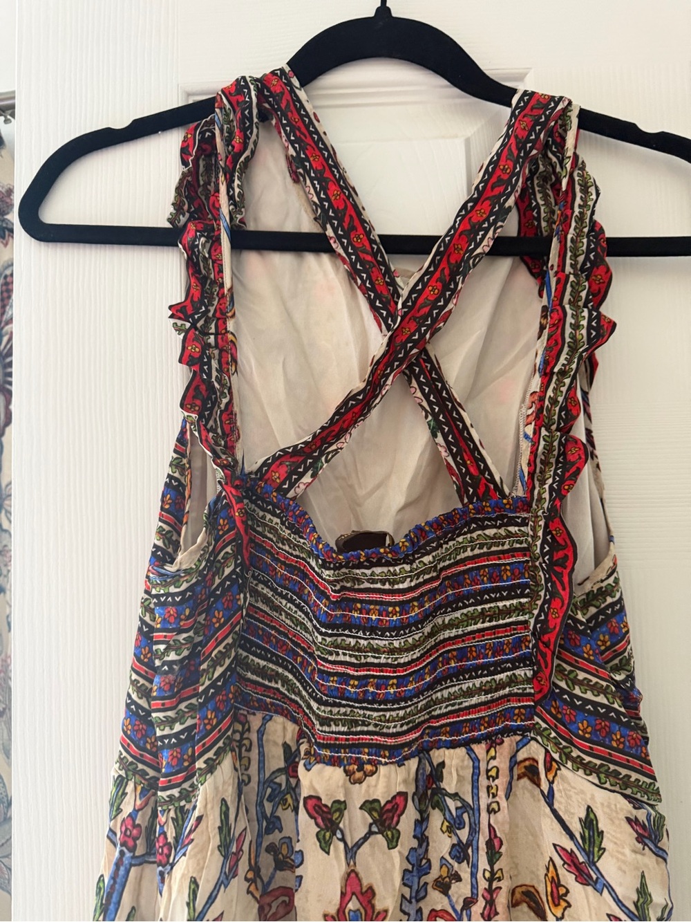 Boho Floral Maxi Dress in Cream with Multicolor Embroidery - Picture 2 of 3